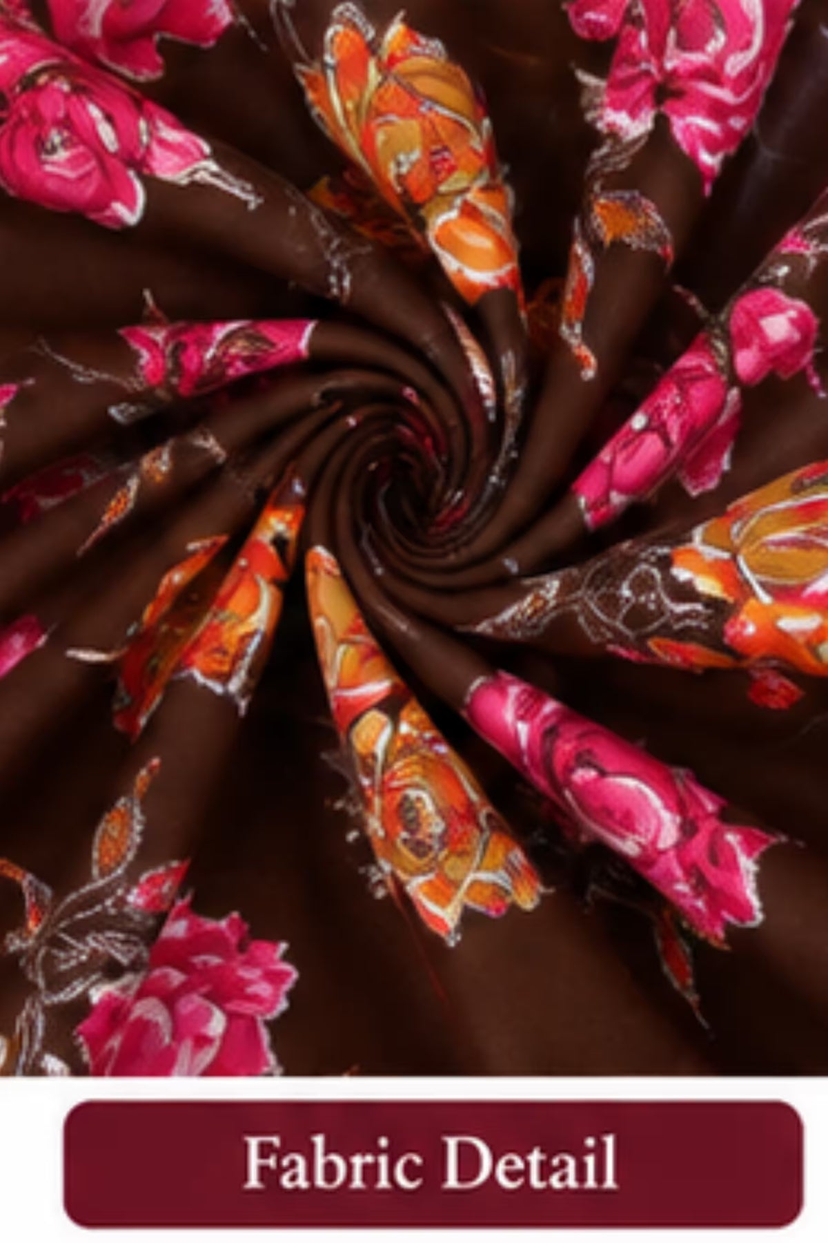 Fabric Detail - Pranjul 2006 Cotton Nighty for Women | Chocolate Brown Floral | Bavis Clothing