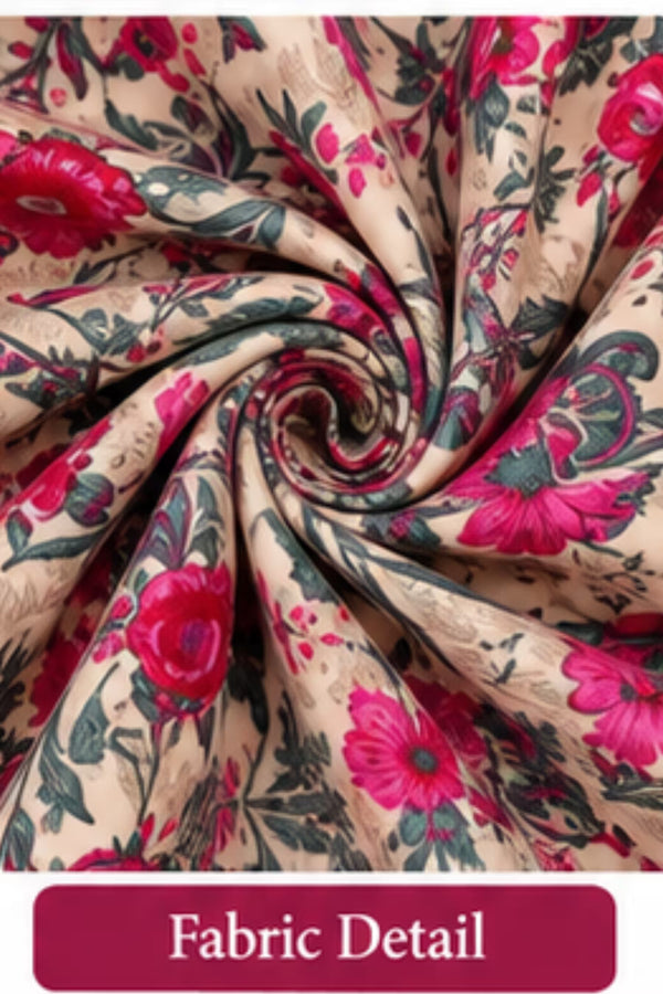 Fabric Detail - Pranjul 2007 Cotton Nighty for Women -Cream Floral | Bavis Clothing