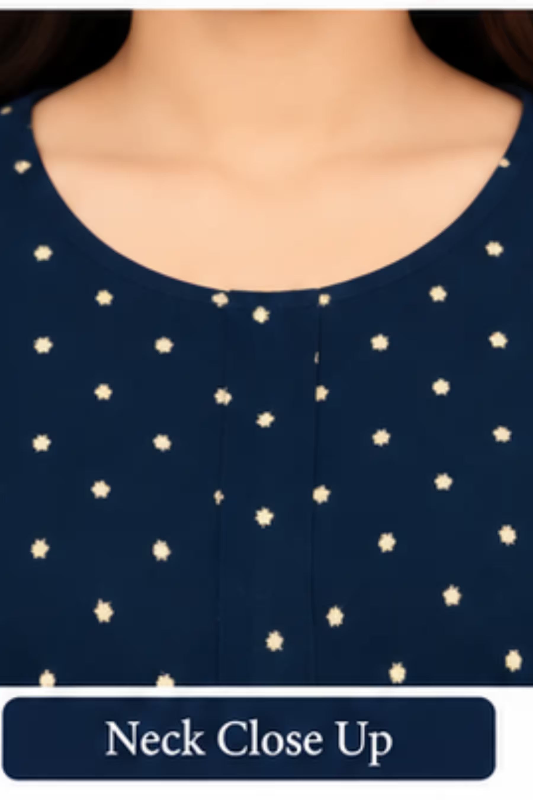 Pranjul 2010 Printed Cotton Nighty for Women – Navy Blue Floral Full Length Secondary image
