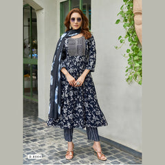 Premium Rayon Capsule Print Umbrella Kurti with Dupatta Set MP8004