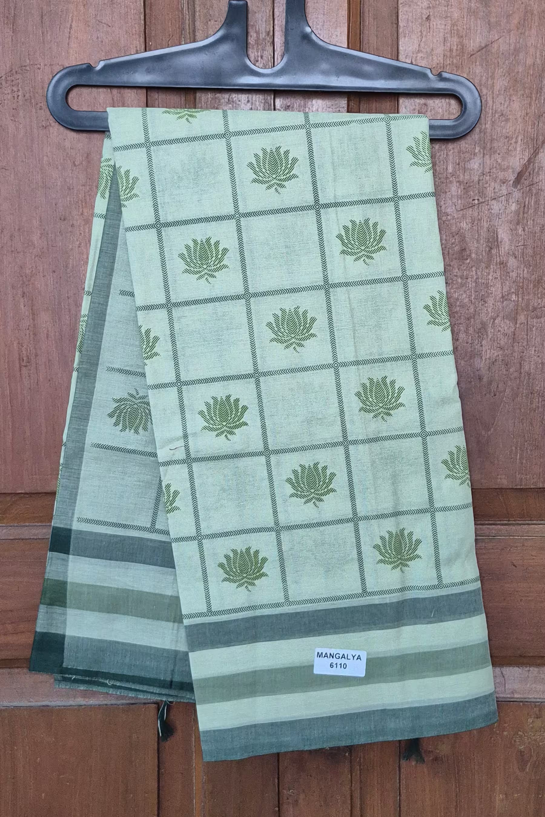 Premium Cotton Printed Saree with Lotus Motif - Mangalya6110A