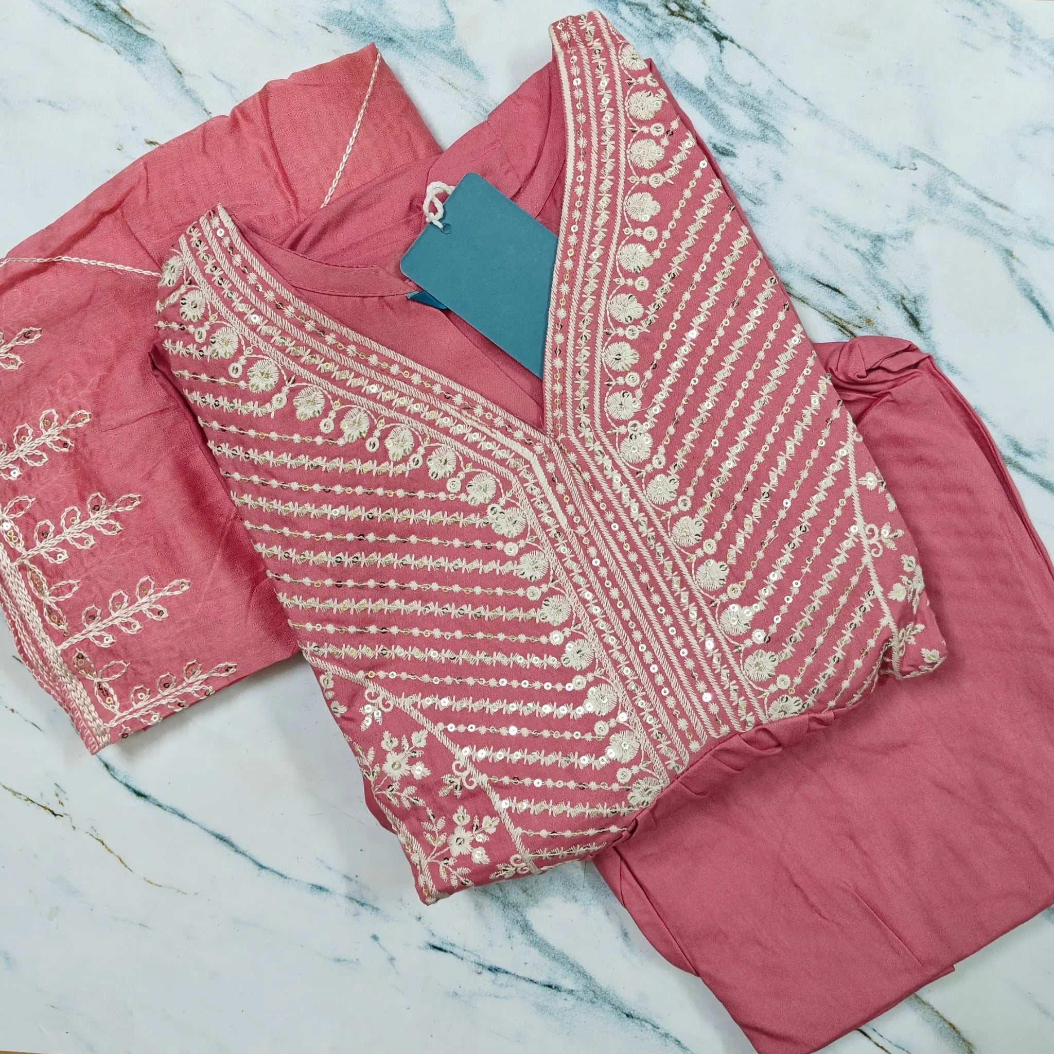 Premium Ethnic Set_ Italian Viscose Embroidered Kurta & Pant with Sequence Work Dupatta - MG1002
