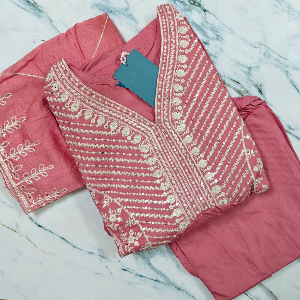 Premium Ethnic Set_ Italian Viscose Embroidered Kurta & Pant with Sequence Work Dupatta - MG1002