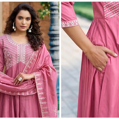 Premium Ethnic Set_ Italian Viscose Embroidered Kurta & Pant with Sequence Work Dupatta - MG1002
