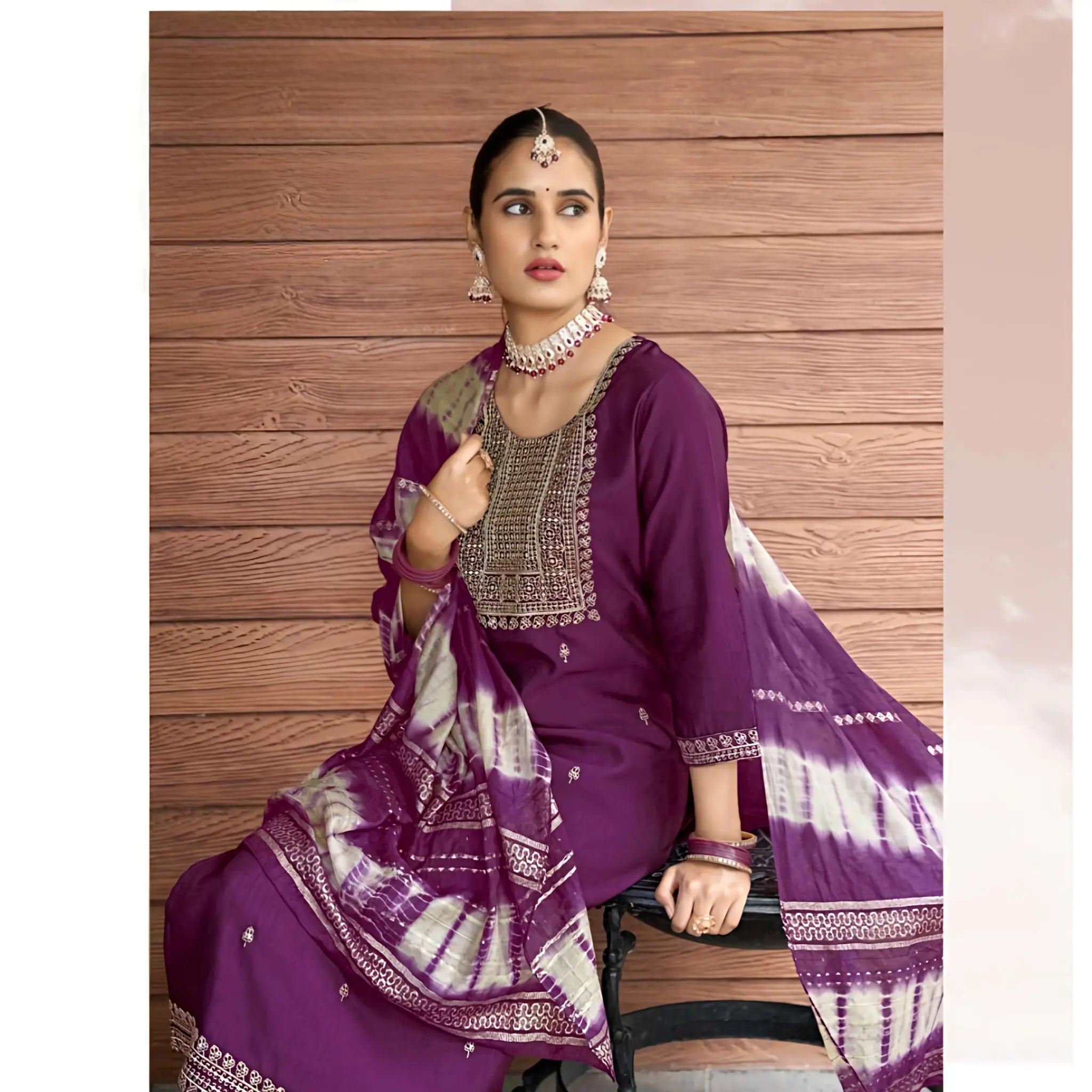 Premium Quality Vertican Suit with Embroidery, Lining & Dupatta