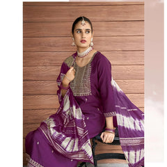 Premium Quality Vertican Suit with Embroidery, Lining & Dupatta