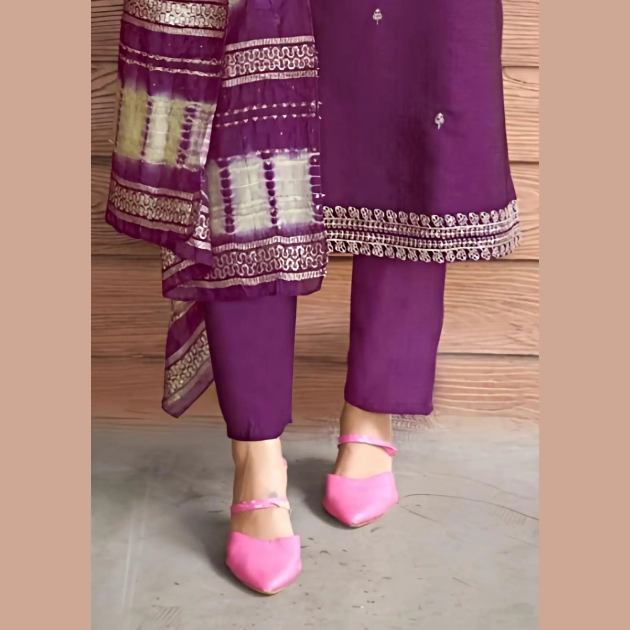 Premium Quality Vertican Suit with Embroidery, Lining & Dupatta