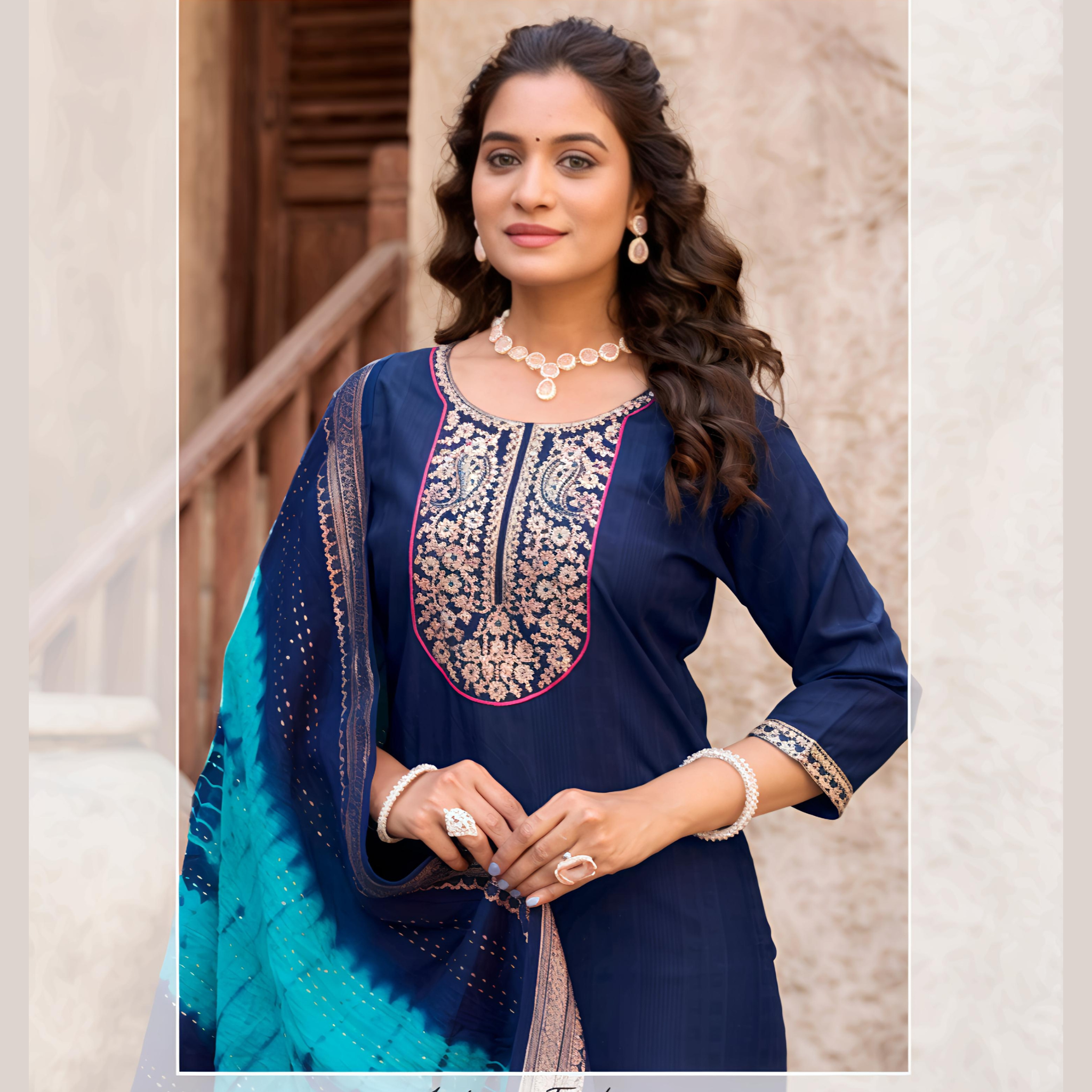 Premium Reyon Dobby With Lurex Salwar Suit 7001 Secondary image