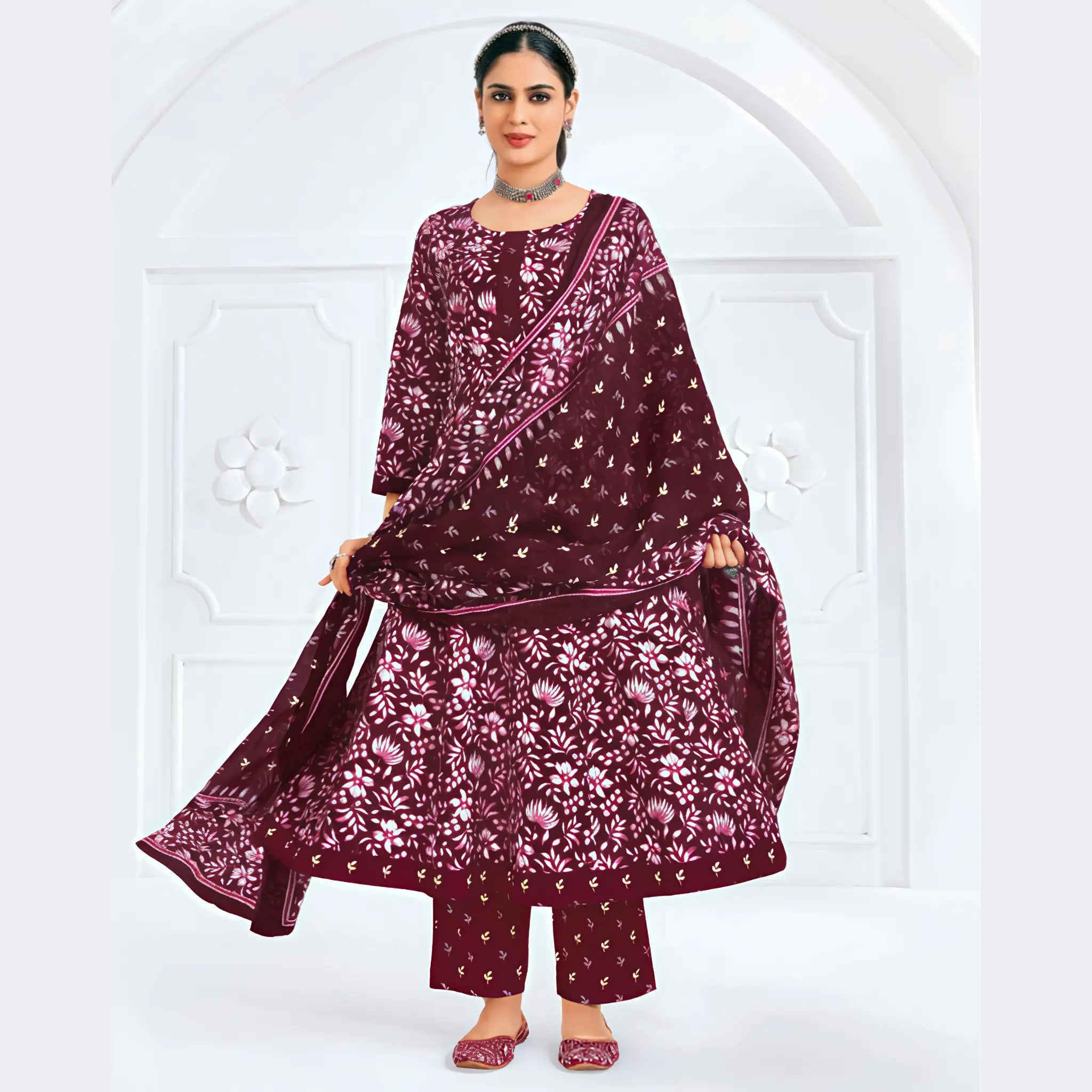 Pranjul Cotton Anarkali Salwar Suit Set with Dupatta Main image