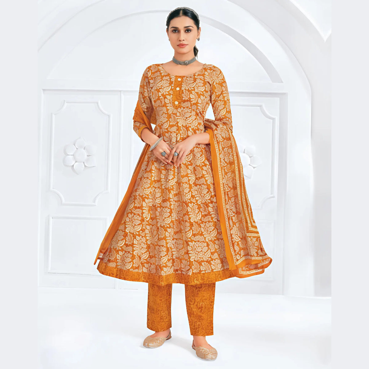 Pranjul Cotton Anarkali Salwar Suit Set with Dupatta Main image