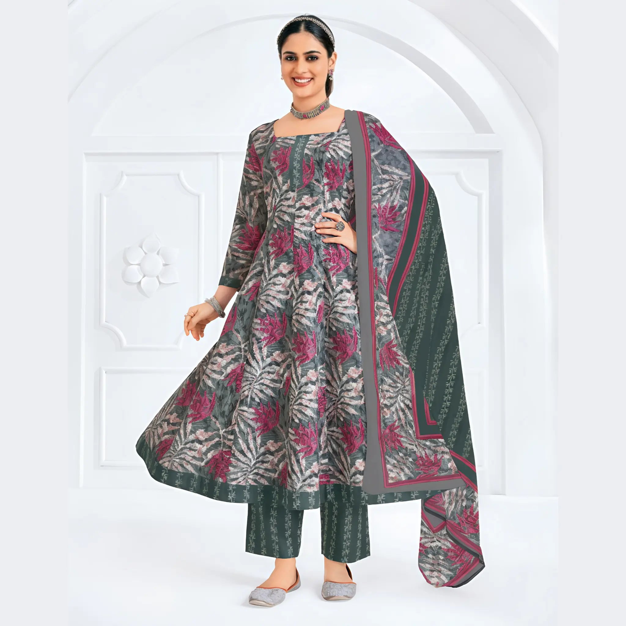 Pranjul Cotton Anarkali Salwar Suit Set with Dupatta Main image