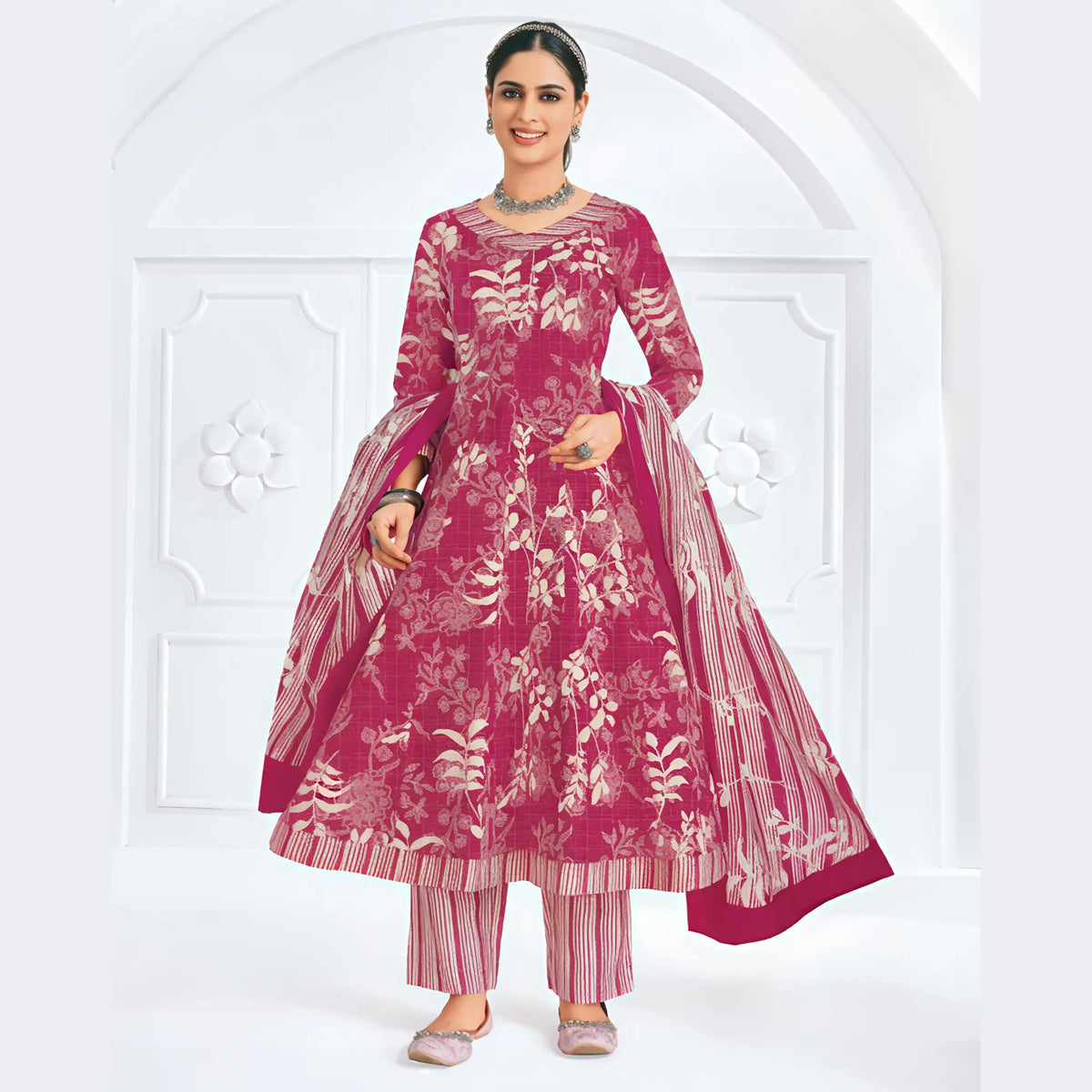 Pranjul Cotton Anarkali Salwar Suit Set with Dupatta Main image