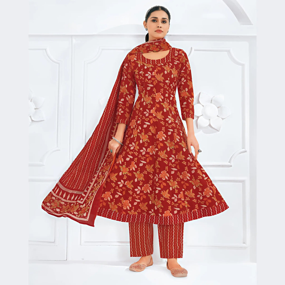 Pranjul Cotton Anarkali Salwar Suit Set with Dupatta Main image