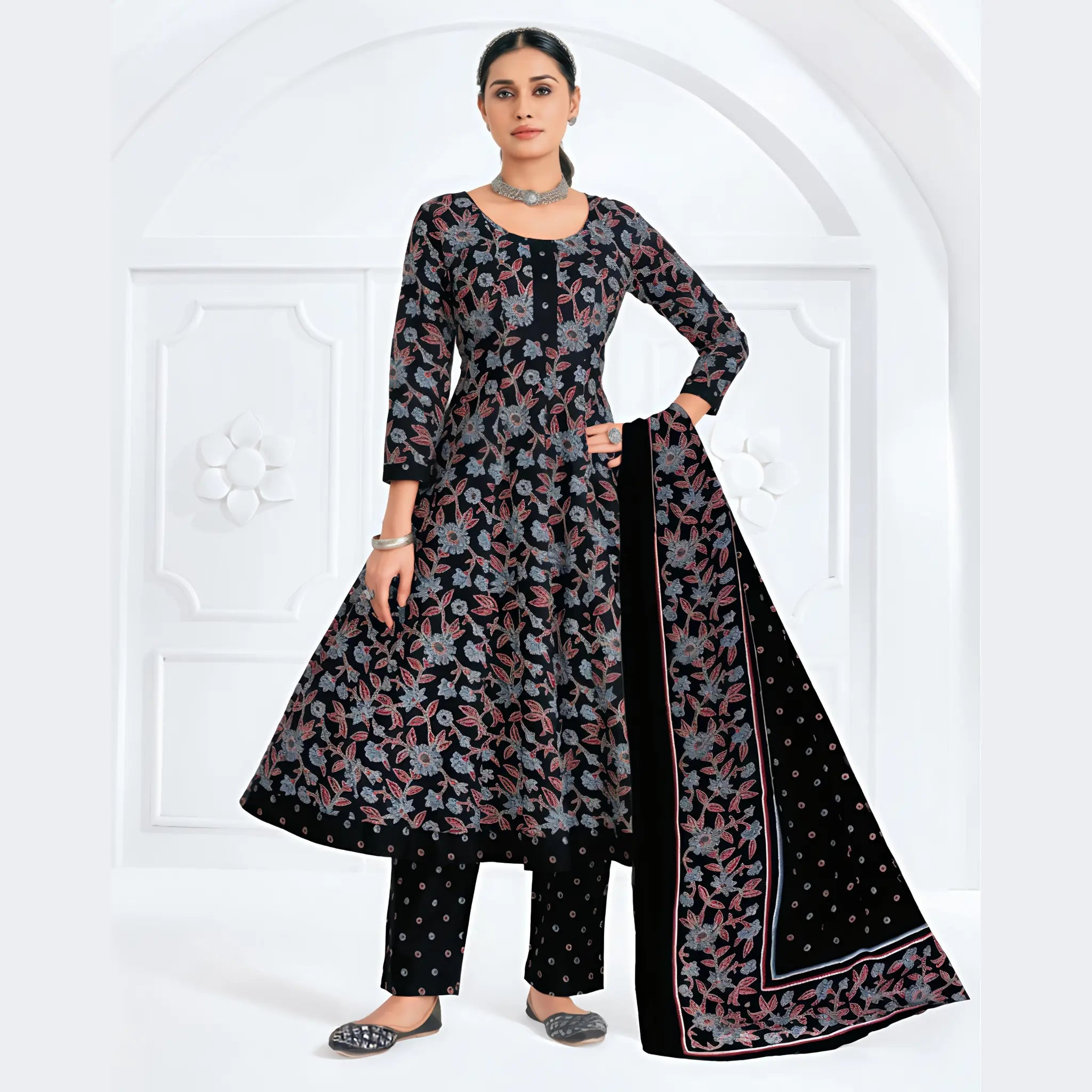 Pranjul Cotton Anarkali Salwar Suit Set with Dupatta