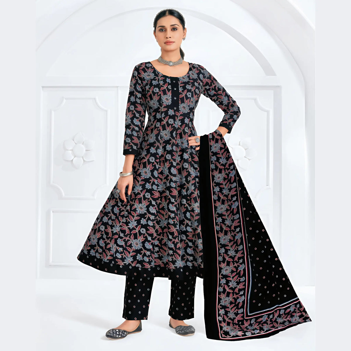 Pranjul Cotton Anarkali Salwar Suit Set with Dupatta