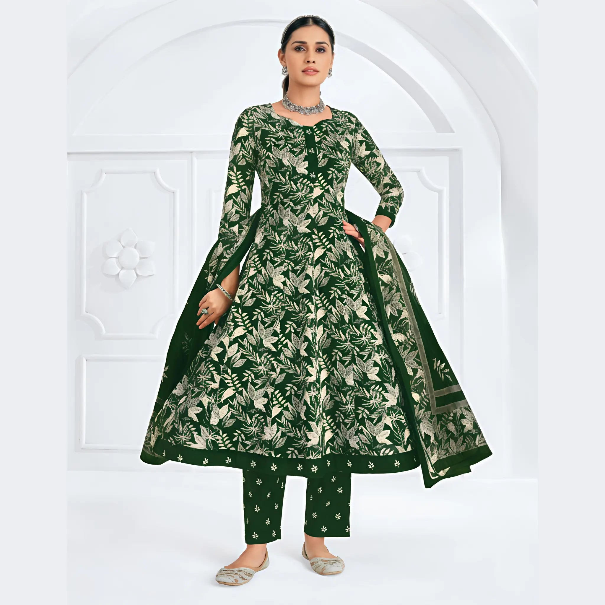 Pranjul Cotton Anarkali Salwar Suit Set with Dupatta
