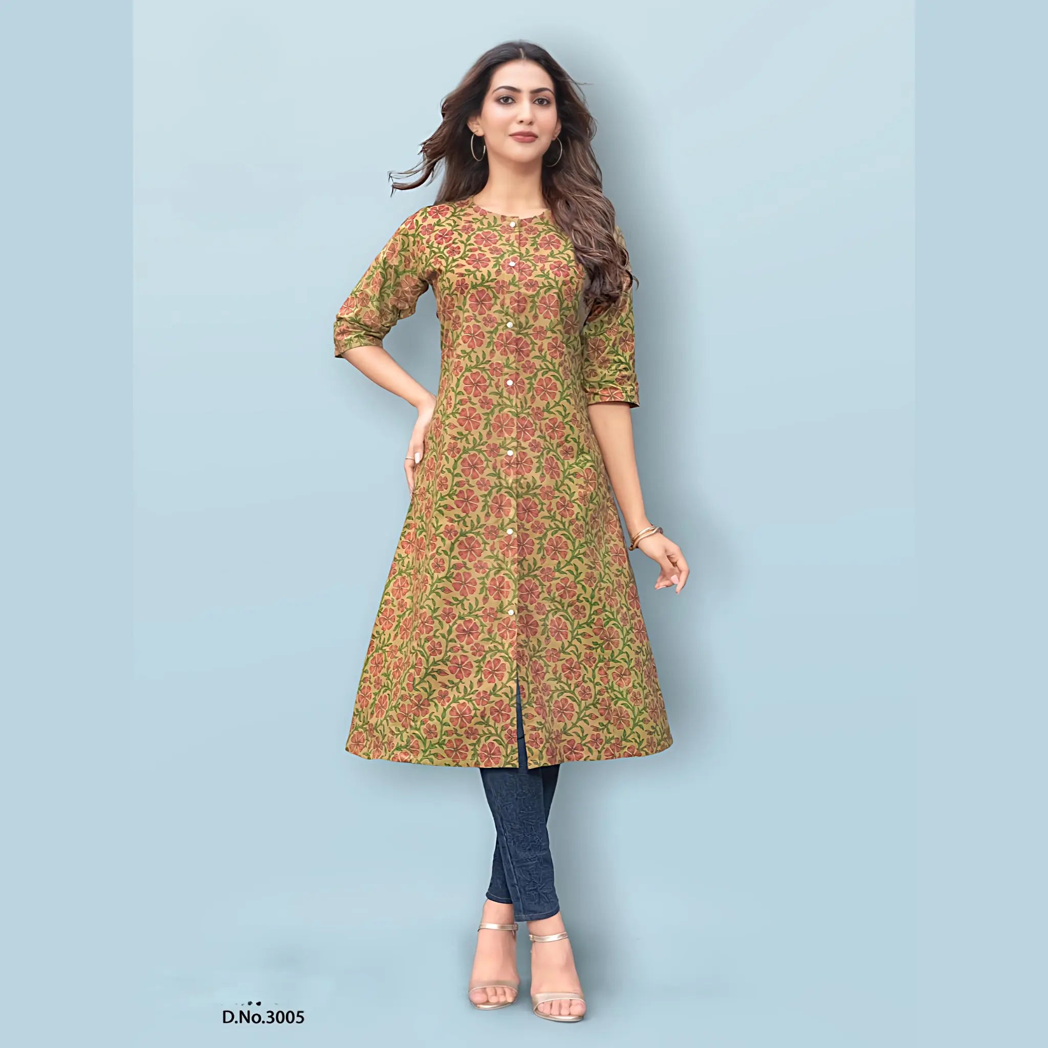 Pure Cotton A Line Flared Kurti DJ3005 Main image