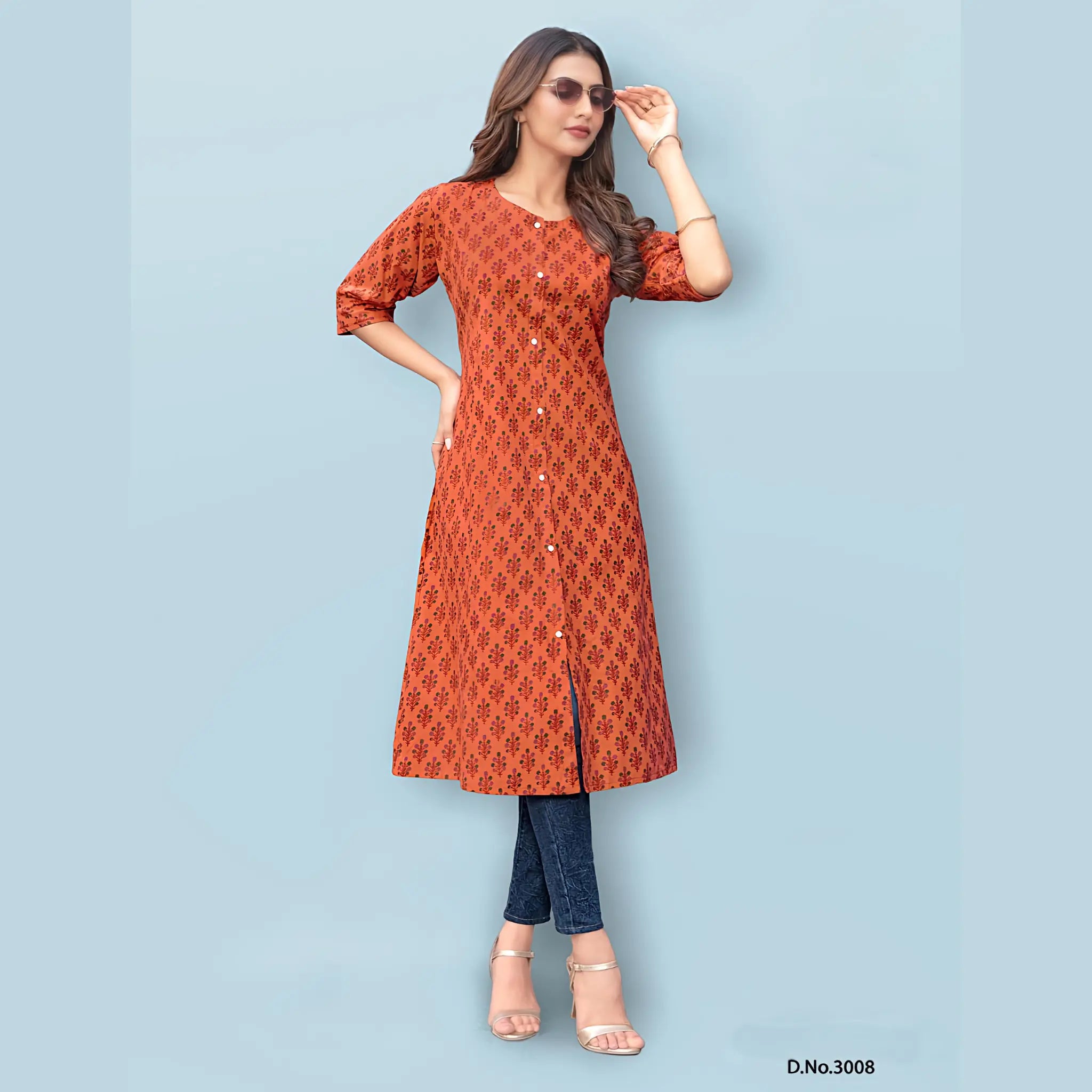 Pure Cotton A Line Flared Kurti DJ3008 Main image
