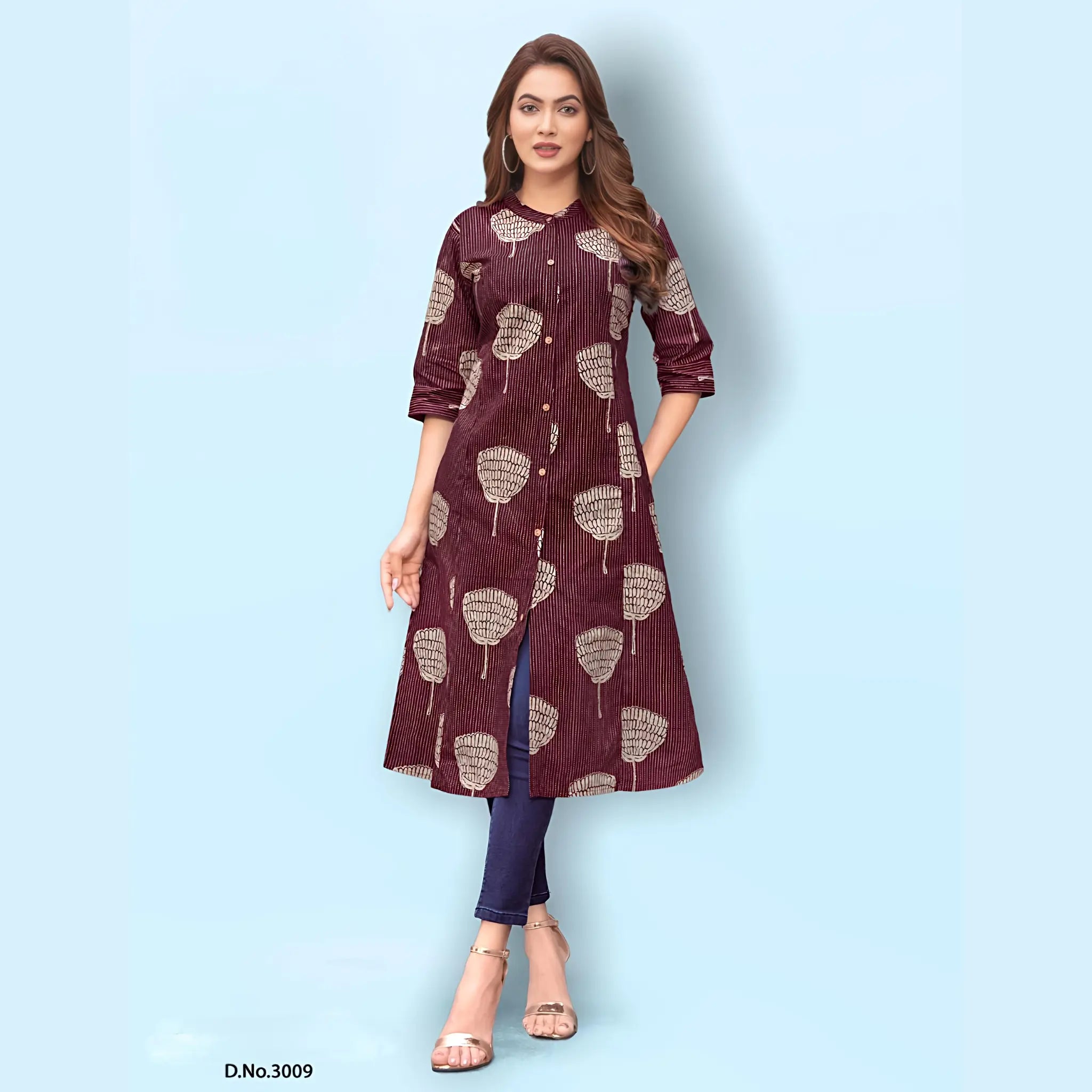 Pure Cotton A Line Flared Kurti DJ3009 Main image