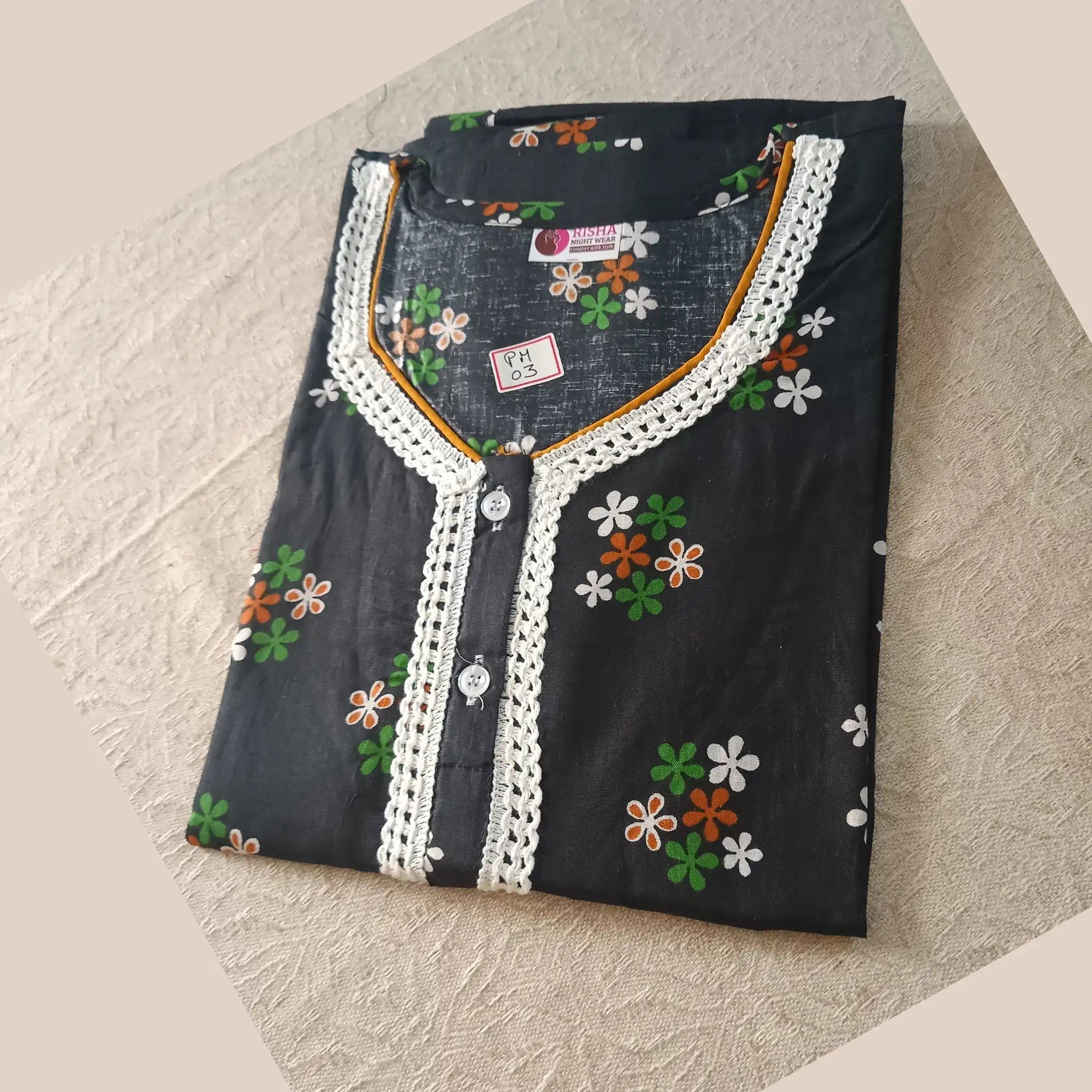 Pure Cotton Nighty with Lace work PM03 Main image