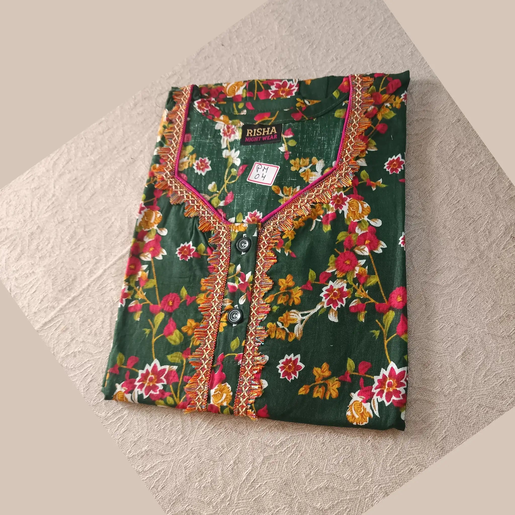 Pure Cotton Nighty with Lace work PM04 Main image