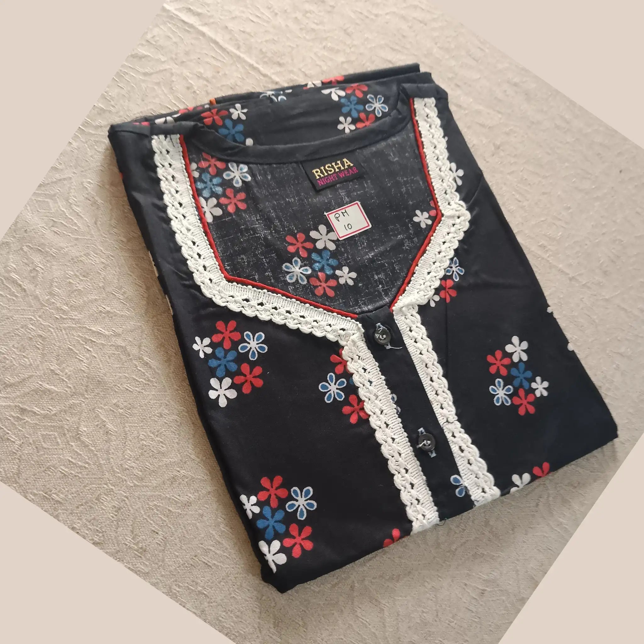 Pure Cotton Nighty with Lace work PM10 Main image