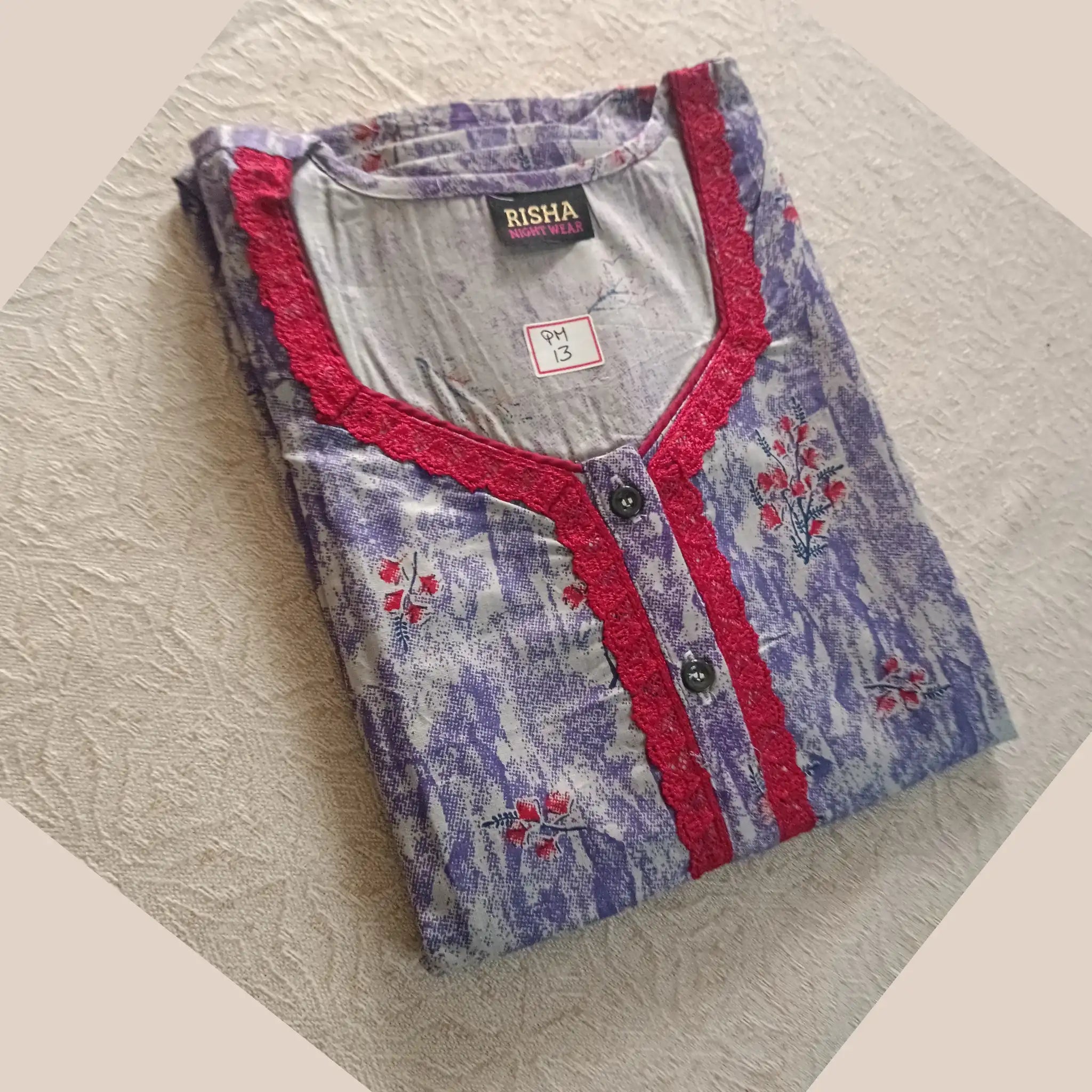 Pure Cotton Nighty with Lace work PM13 Main image