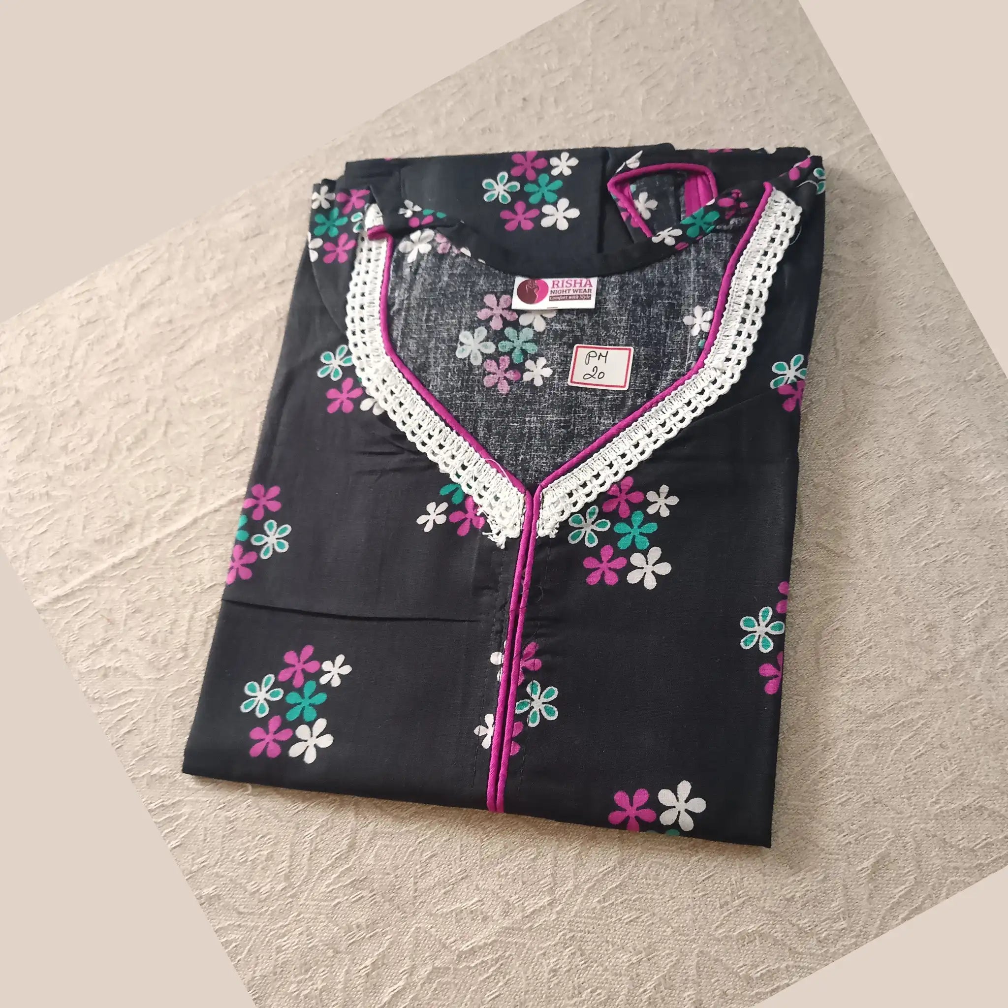 Pure Cotton Nighty with Lace work PM20 Main image