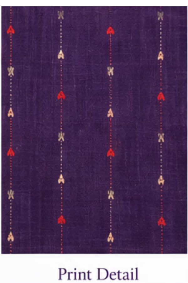 Print Detail - Purple Cotton Straight Kurta Pant Set with Dupatta | Bavis Clothing