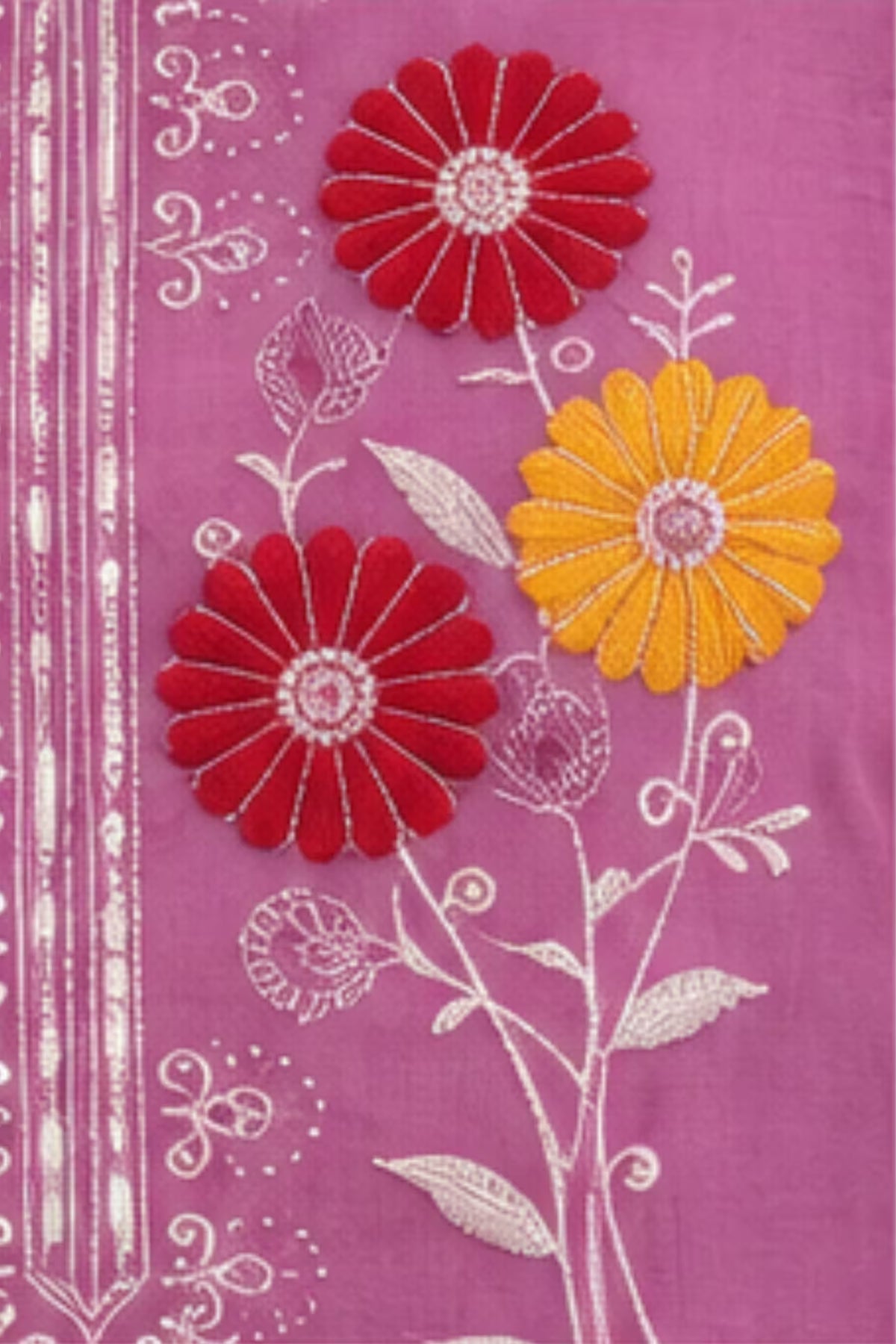 Embroidery Details - Purple Embroidered Vertican Silk Kurta Pant Dupatta Set for Women | Bavis Clothing
