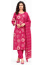 Magenta Pink Floral Printed Kurta Pant Set with Striped Dupatta for Women | Bavis Clothing