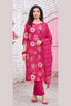 Magenta Pink Floral Printed Kurta Pant Set with Striped Dupatta for Women | Bavis Clothing