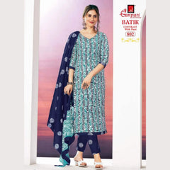 Ready to Wear Blue Shade Batik Printed Cotton Salwar Suit GB802