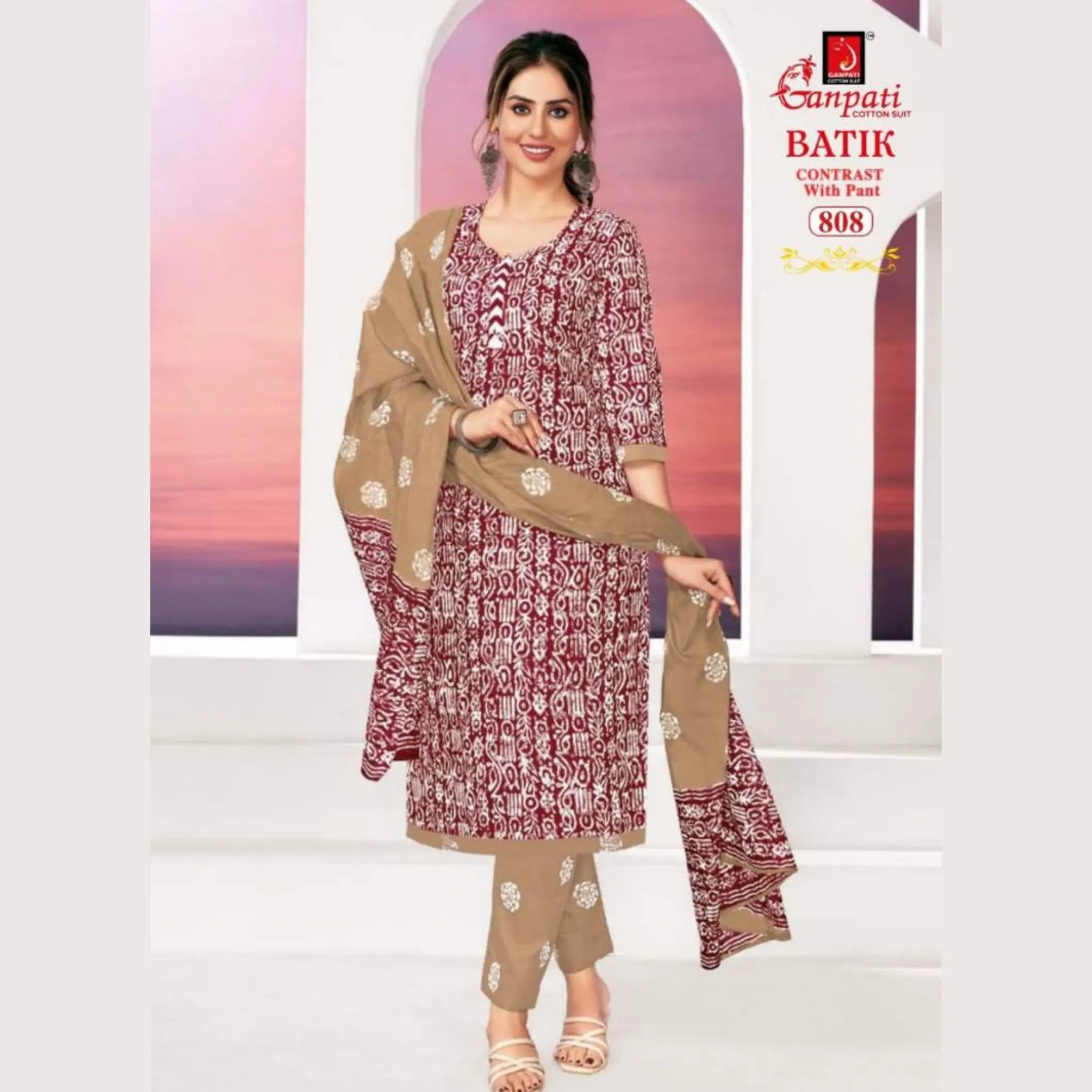 Ready to Wear Cherrywood Batik Printed Cotton Salwar Suit GB808 Main image