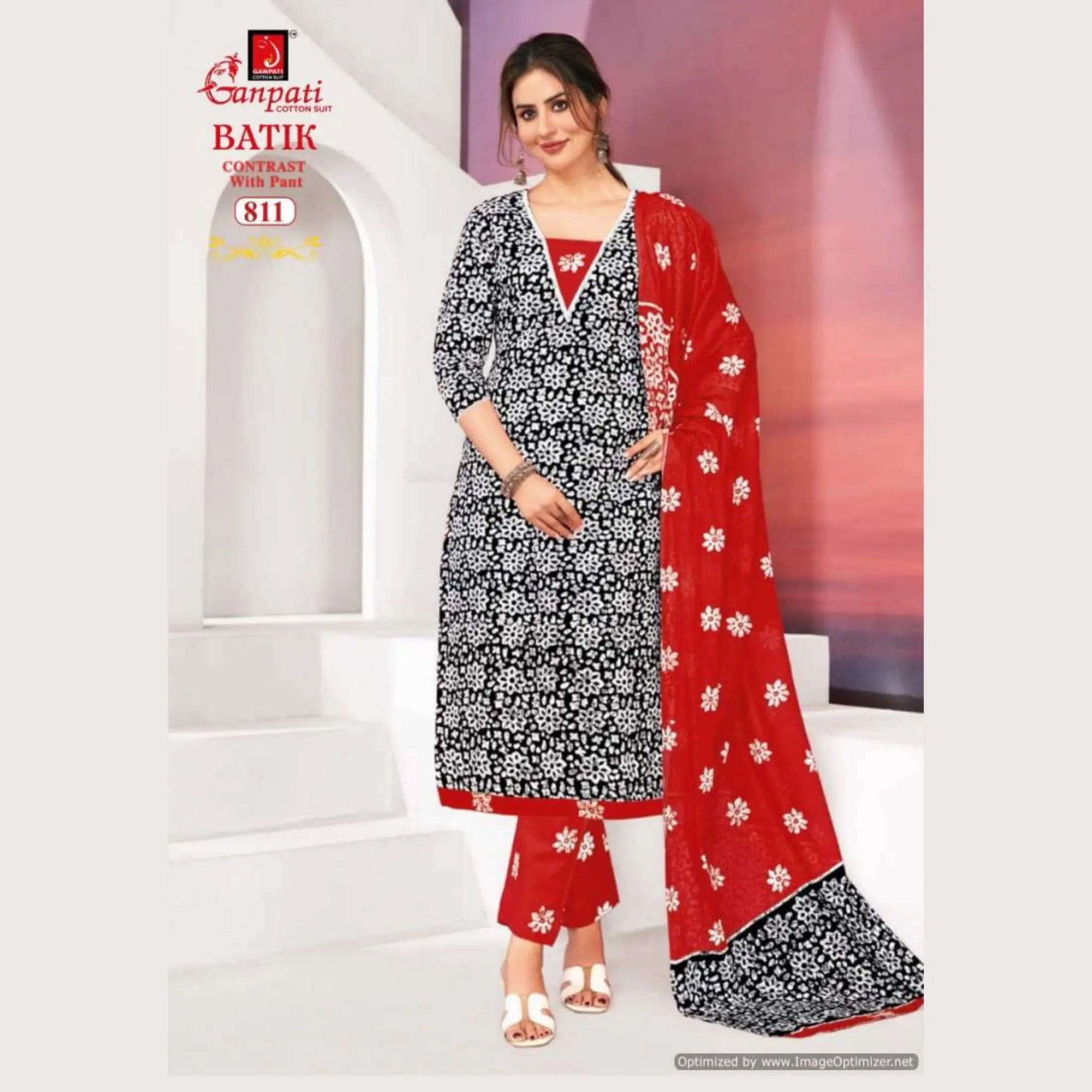Ready to Wear Navy Blue Batik Printed Cotton Salwar Suit GB811 Main image