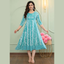 Sea Green Ethnic Printed Anarkali Kurti for Women _ Vertical Motif Design