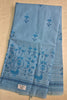 Sky Blue Peacock Print Cotton Saree with Plain Blouse Soft Daily Wear Saree for Women