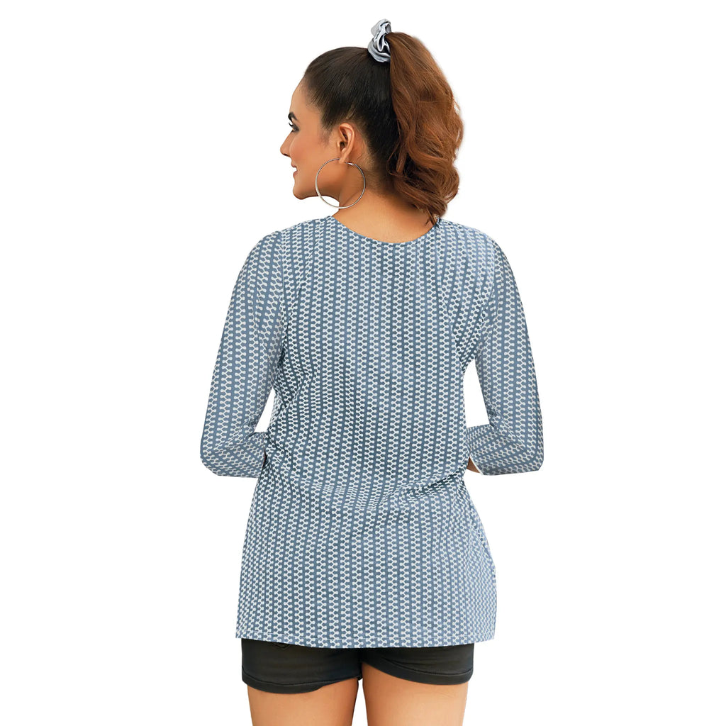 Slate Grey Printed Cotton Short Tops