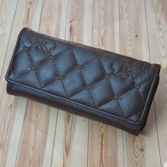Stylish Dark Brown Long Wallet for Women with Zip Compartments
