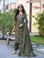 Stylish Olive Green Straight Cut Suit Set with Soft Box Printed Dupatta - Mitra1001