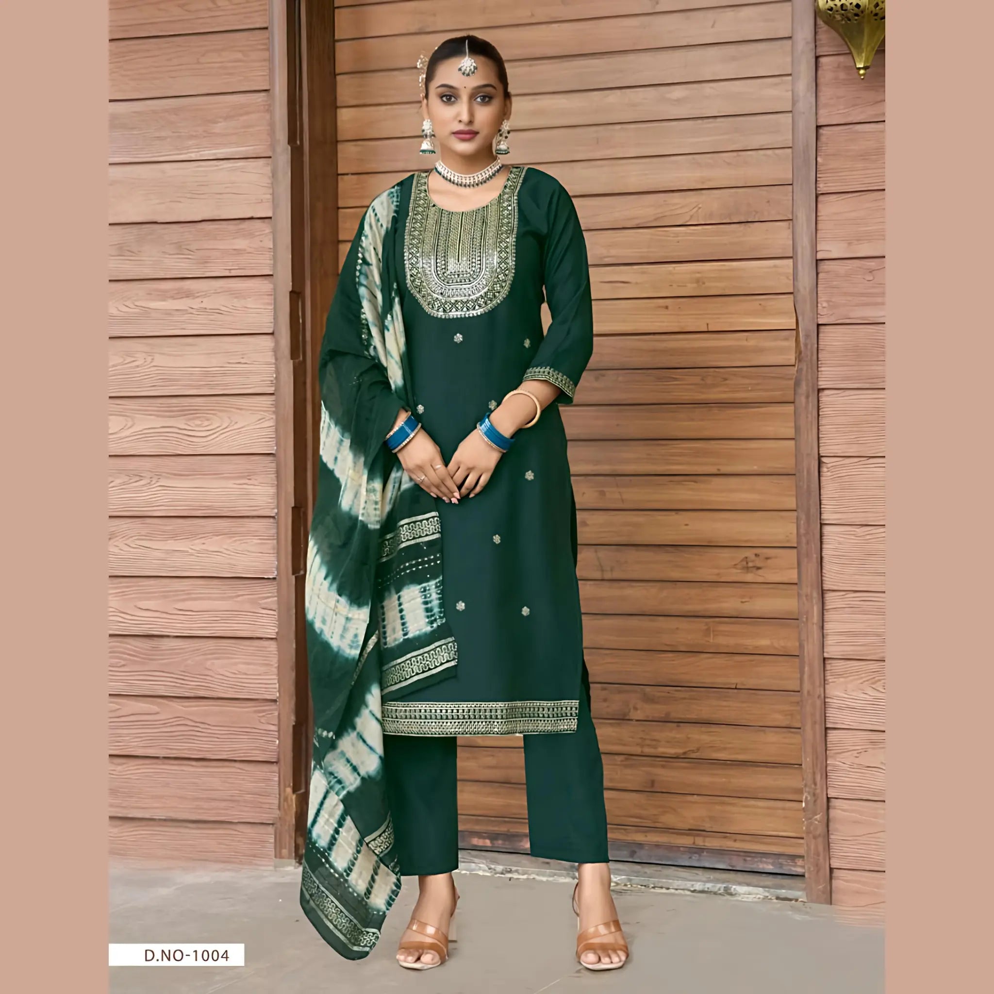 Stylish Vertican Embroidery Salwar Suit Set with Exclusive Pocket Pant