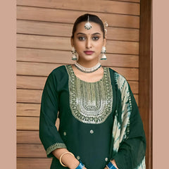 Stylish Vertican Embroidery Salwar Suit Set with Exclusive Pocket Pant