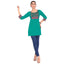 Teal Green Cotton Short Top with Floral Ethnic Yoke Print