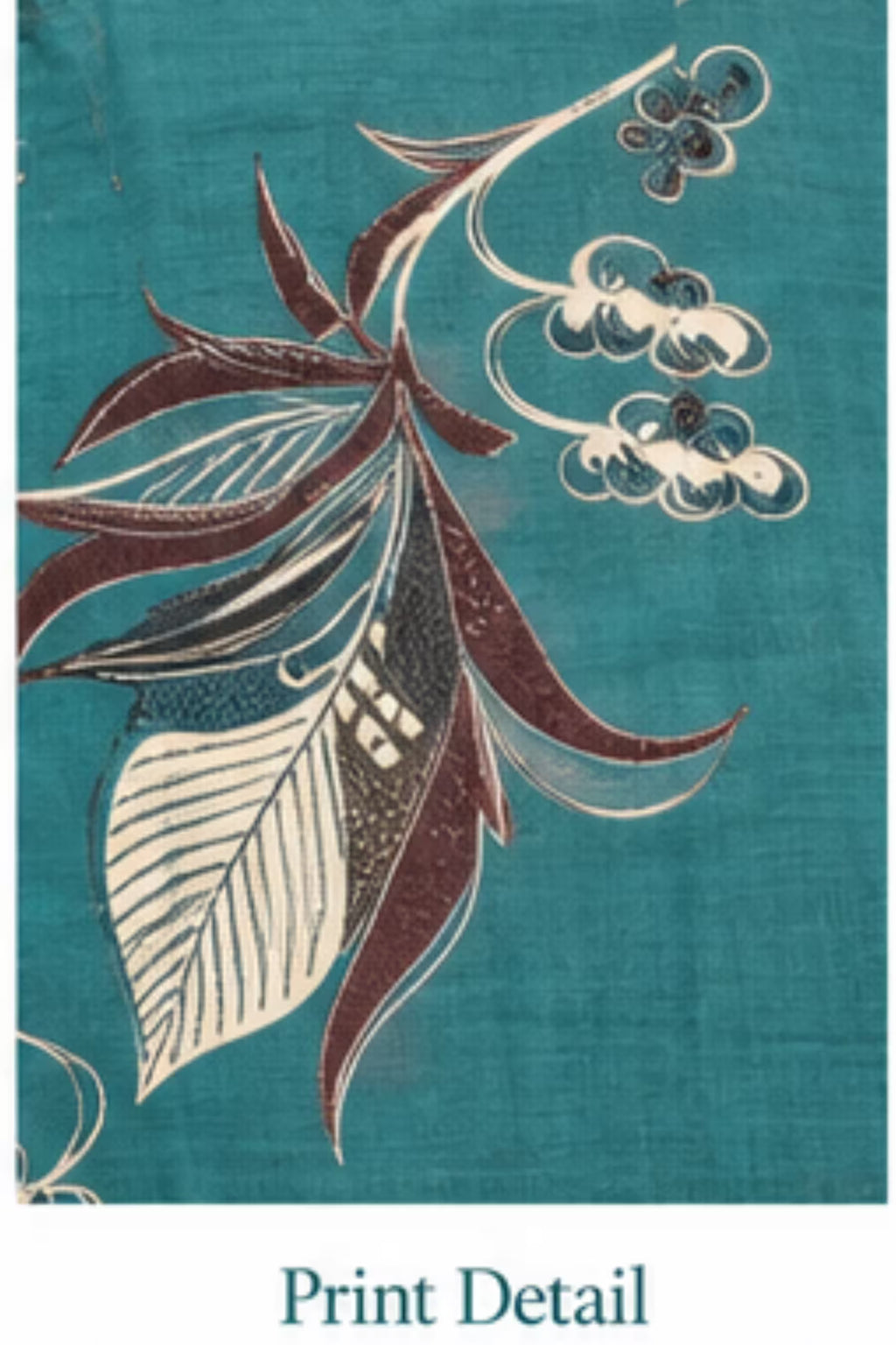 Print Detail - Teal Blue Leaf Print Kurta Pant Set with Striped Dupatta for Women | Bavis Clothing