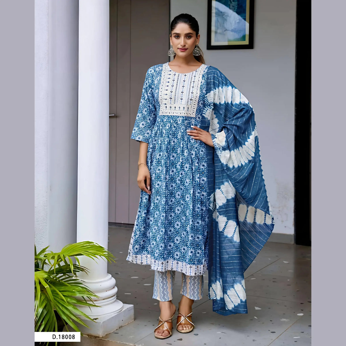 Trendy Nyra Cut Rayon Capsule Suit Set with Foil Print & Sequence Embroidery