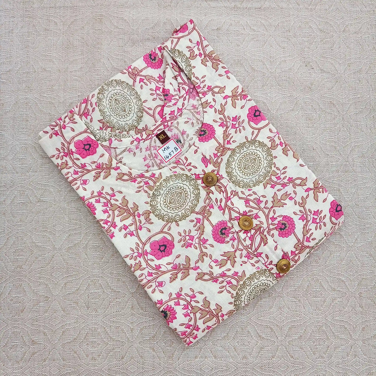 Two Tone Pink Floral Digital Print Long Ghera Kurti