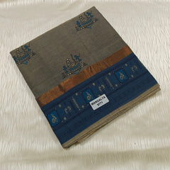 Warli Printed Cotton Sarees with Zari Border - Mangalya 9771C