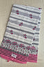 White & Pink Floral Print Cotton Saree with Plain Blouse Soft Daily Wear Saree for Women