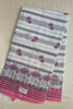 White & Pink Floral Print Cotton Saree with Plain Blouse Soft Daily Wear Saree for Women