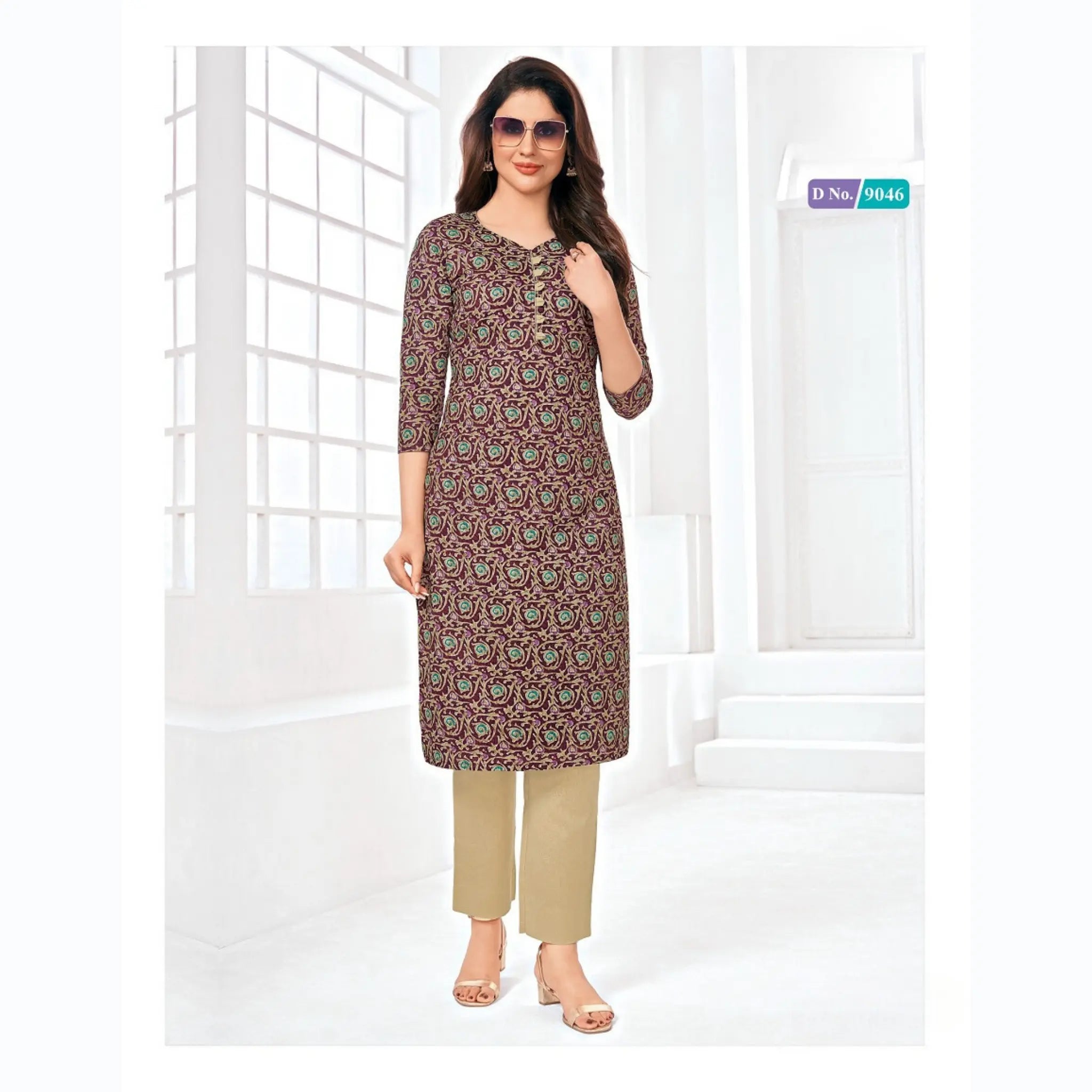 Wine Berry Batik Print Cotton Kurti Main image